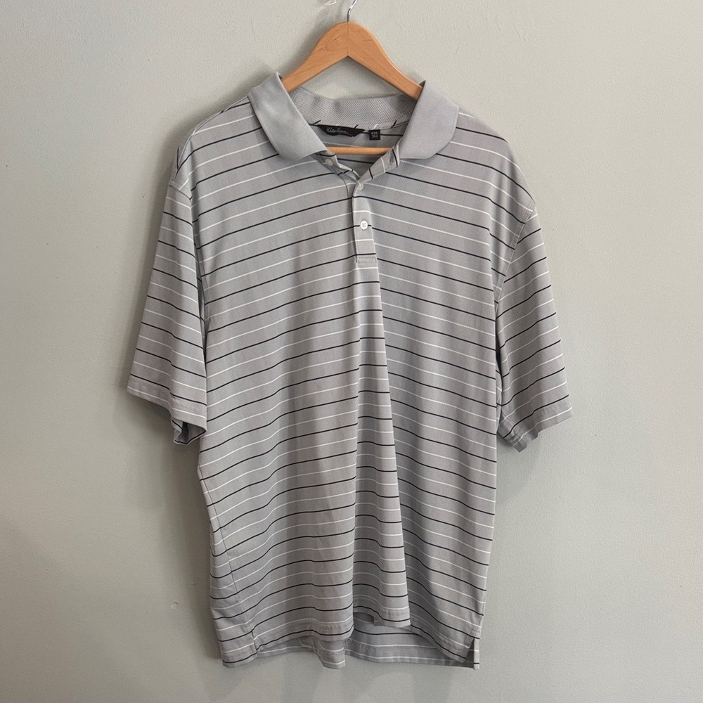 Walter Hagen Light Gray Striped‎ Polo Shirt